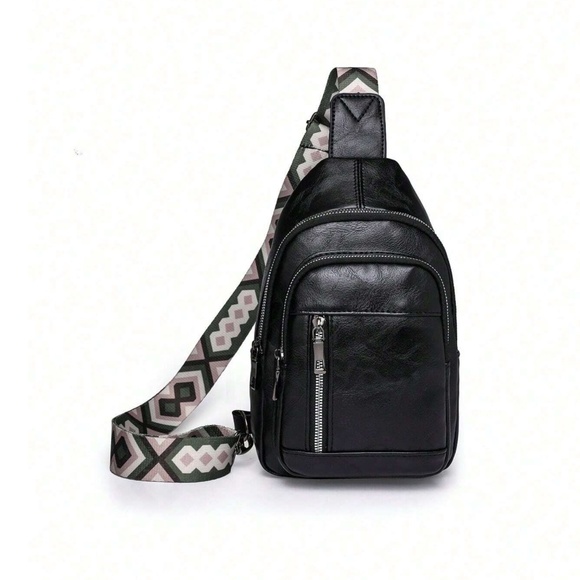 Luxe Vegan Leather Zip up Crossbody Back Pack Bag - Picture 13 of 16